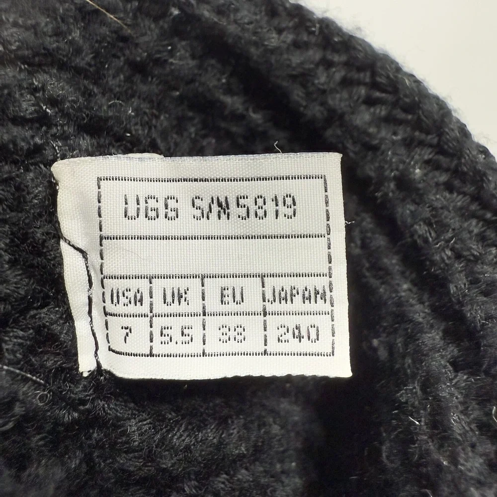 UGG Cardy Black Talk Knit Boots Women's size 7 Classic Three Buttons‎ Flaw 5819